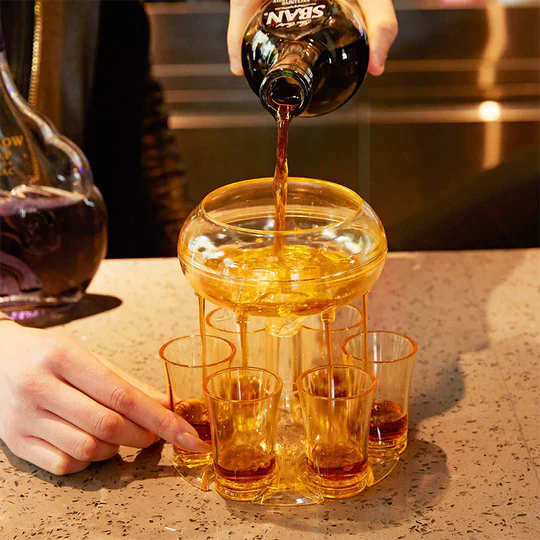 SixShot™ - Pour and carry six shot glasses at once