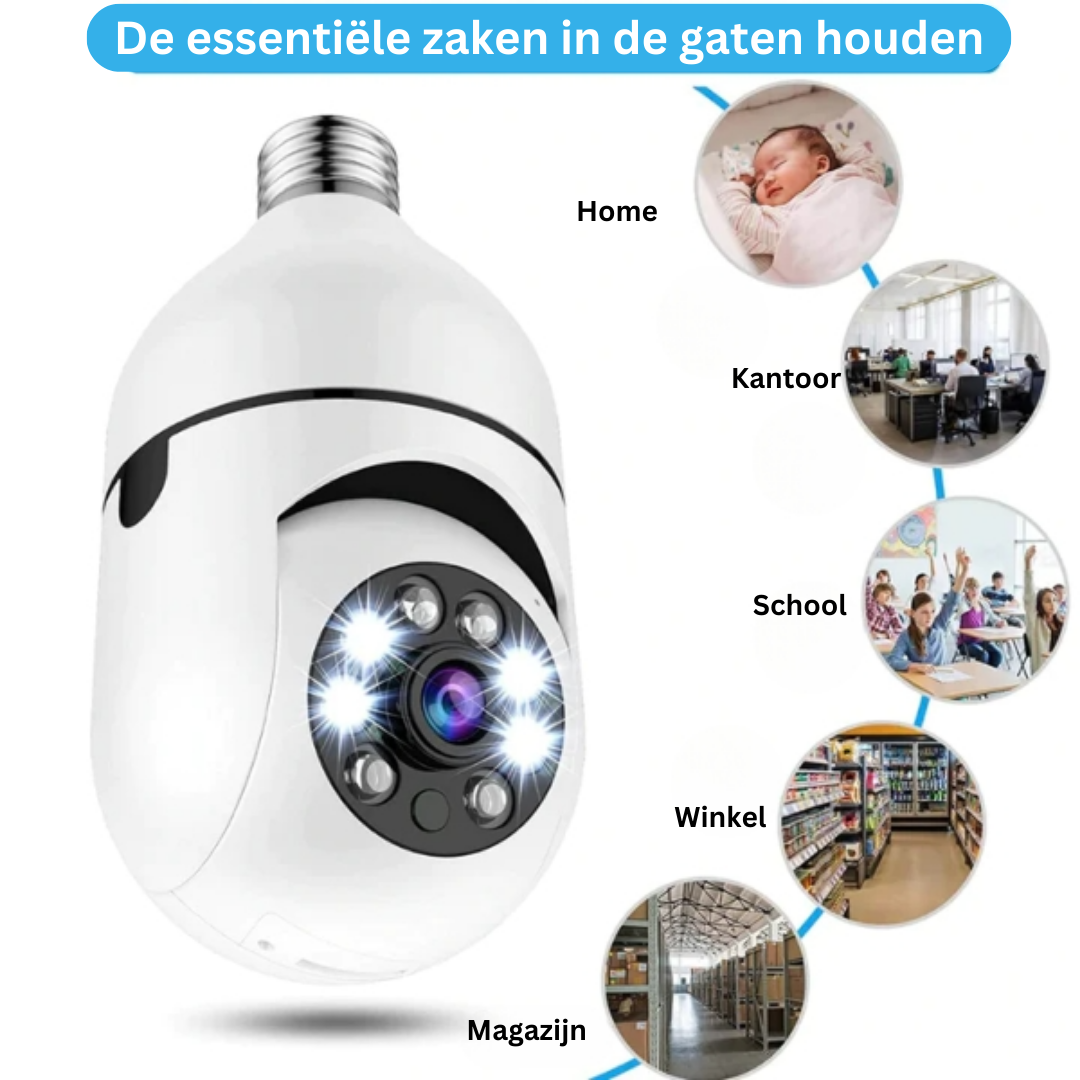 SpyBulb™ Wifi-beveiligingslampcamera